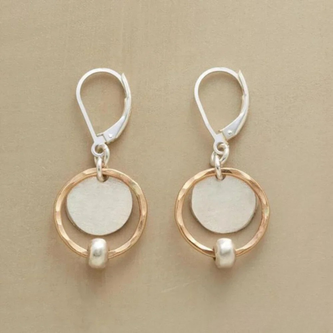 Stylish Gold and Silver Pearl Dangle Earrings
