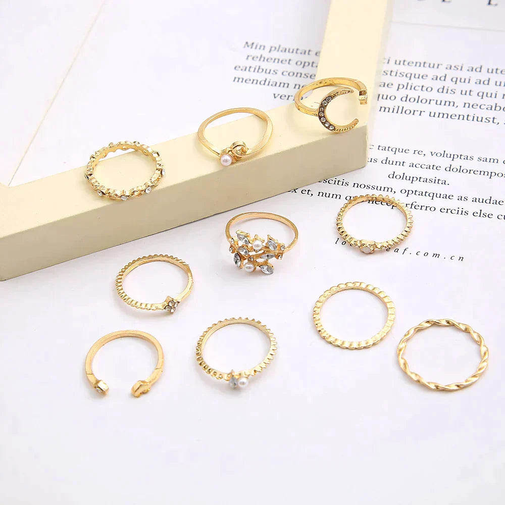 Bundle of 10 Boho Silver and Gold Rings