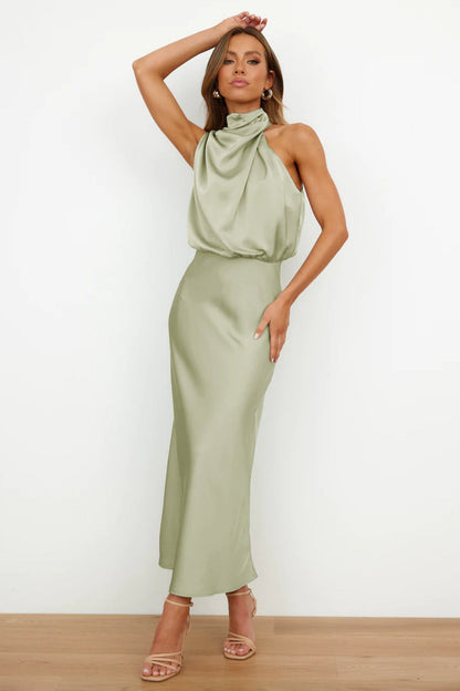 Wedding Guest Dress – Chic Satin Halter