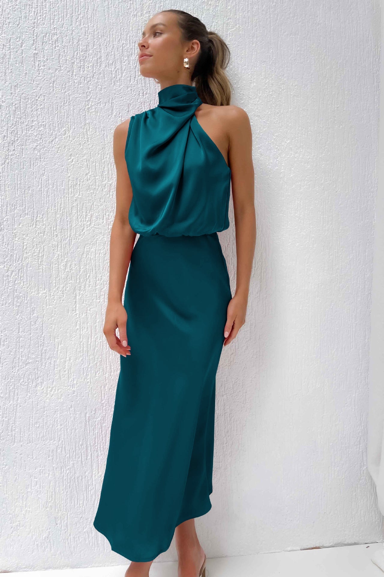 Wedding Guest Dress – Chic Satin Halter