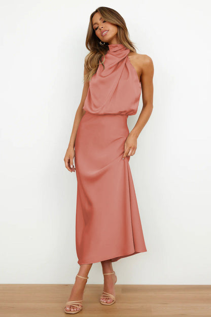 Wedding Guest Dress – Chic Satin Halter