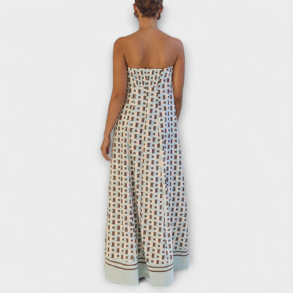 Geometric Off-Shoulder Maxi Dress for Special Occasions