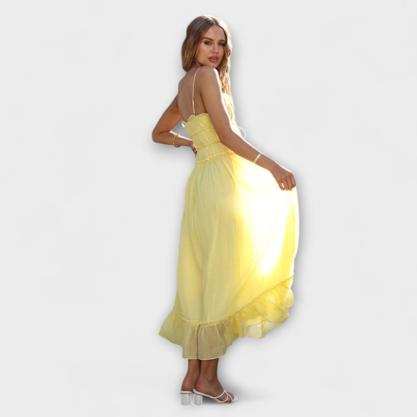 Celine - Chic Ruffled Hem Midi Dress for Events