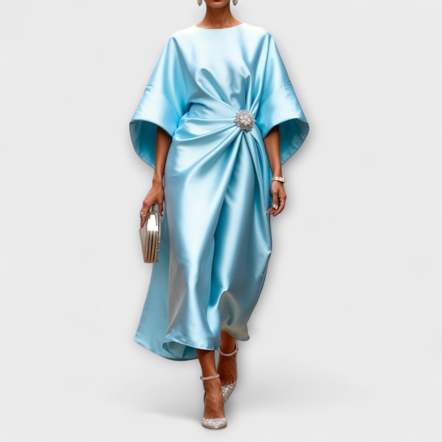 Elegant Shimmer Satin Maxi Dress for Special Occasions