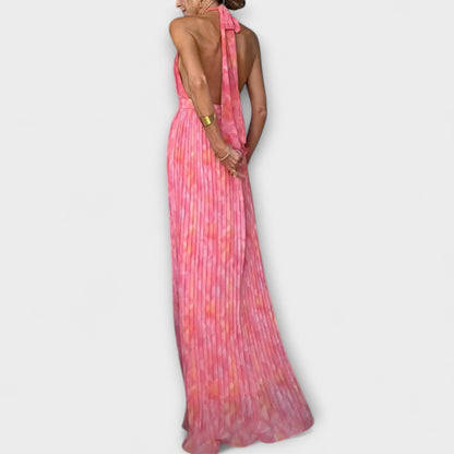 Seraphina - Elegant Halter Neck Pleated Maxi Dress for Events