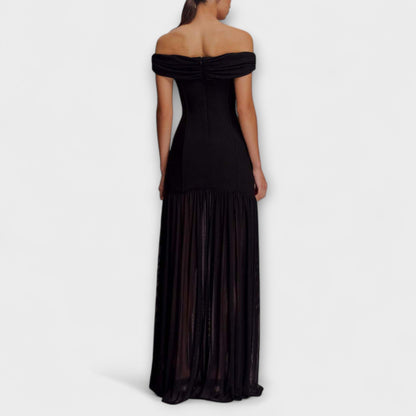 Floral Embellished Strapless Maxi Dress for Events