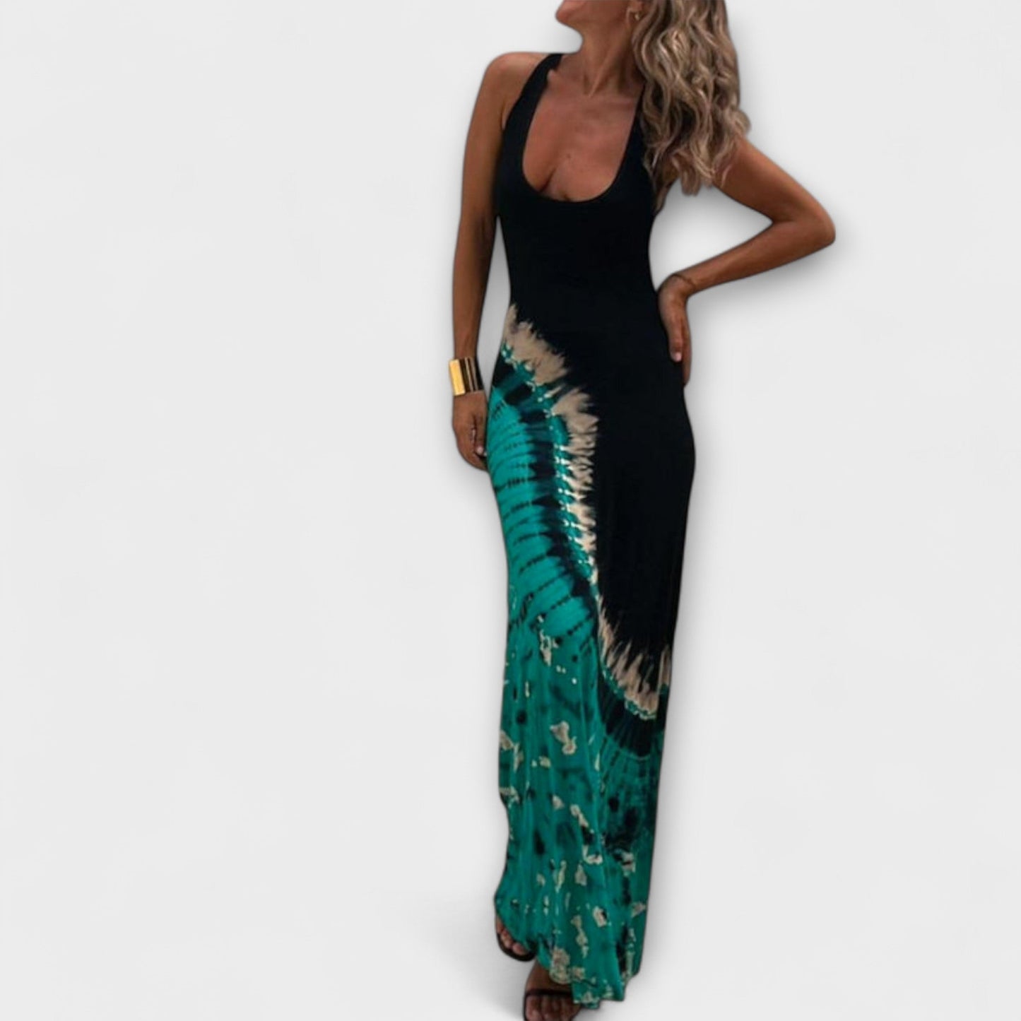 Starry Sky Tie-Dye Maxi Dress for Special Occasions