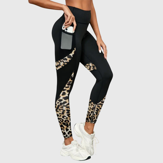 Stylish High-Waisted Leopard Print Workout Trousers