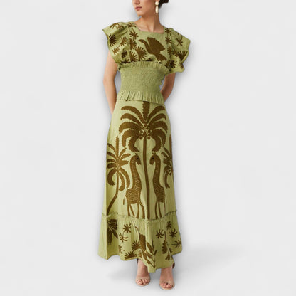 Chic Palm Tree Print Dress for Summer Events