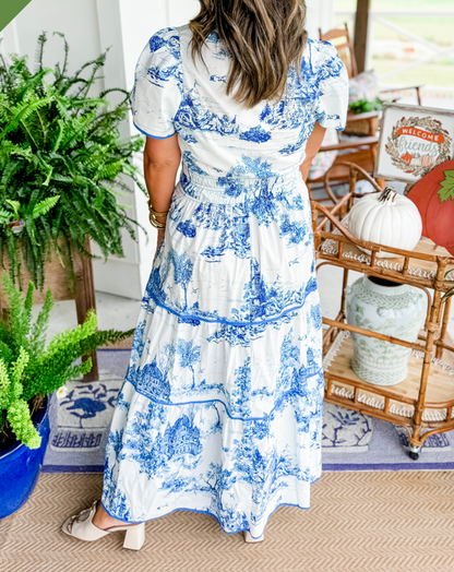 Eliza | Classic Toile Maxi Dress for Any Occasion