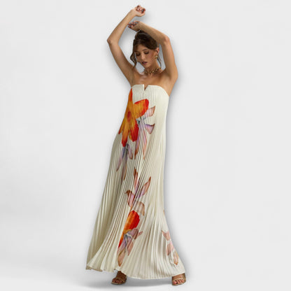 Michelle Orange Floral Maxi Dress for Special Occasions