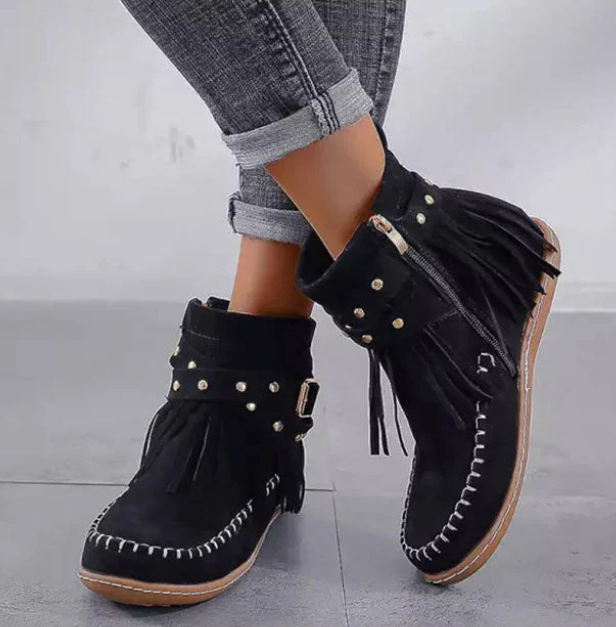 Allison - Stylish Fringe Ankle Boots for Any Occasion