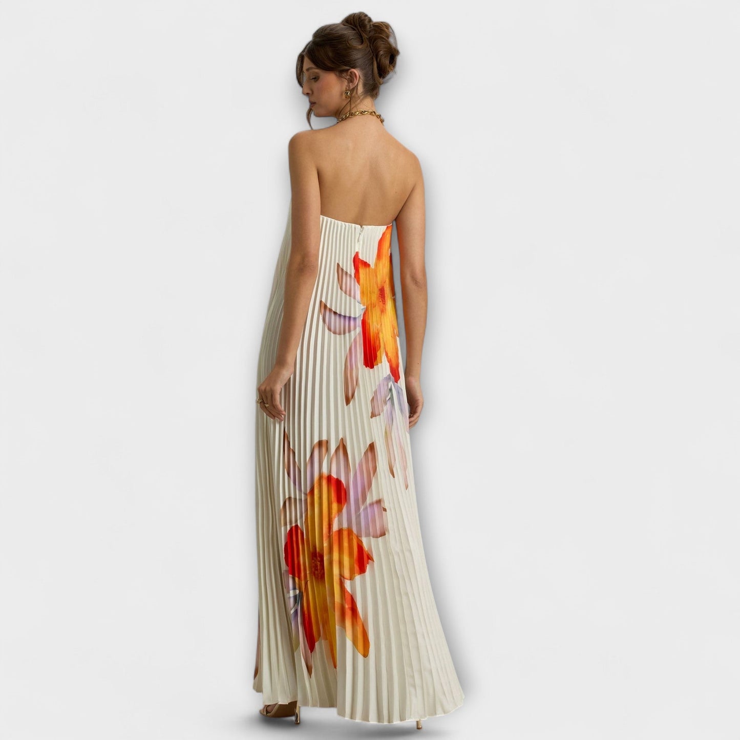 Michelle Orange Floral Maxi Dress for Special Occasions
