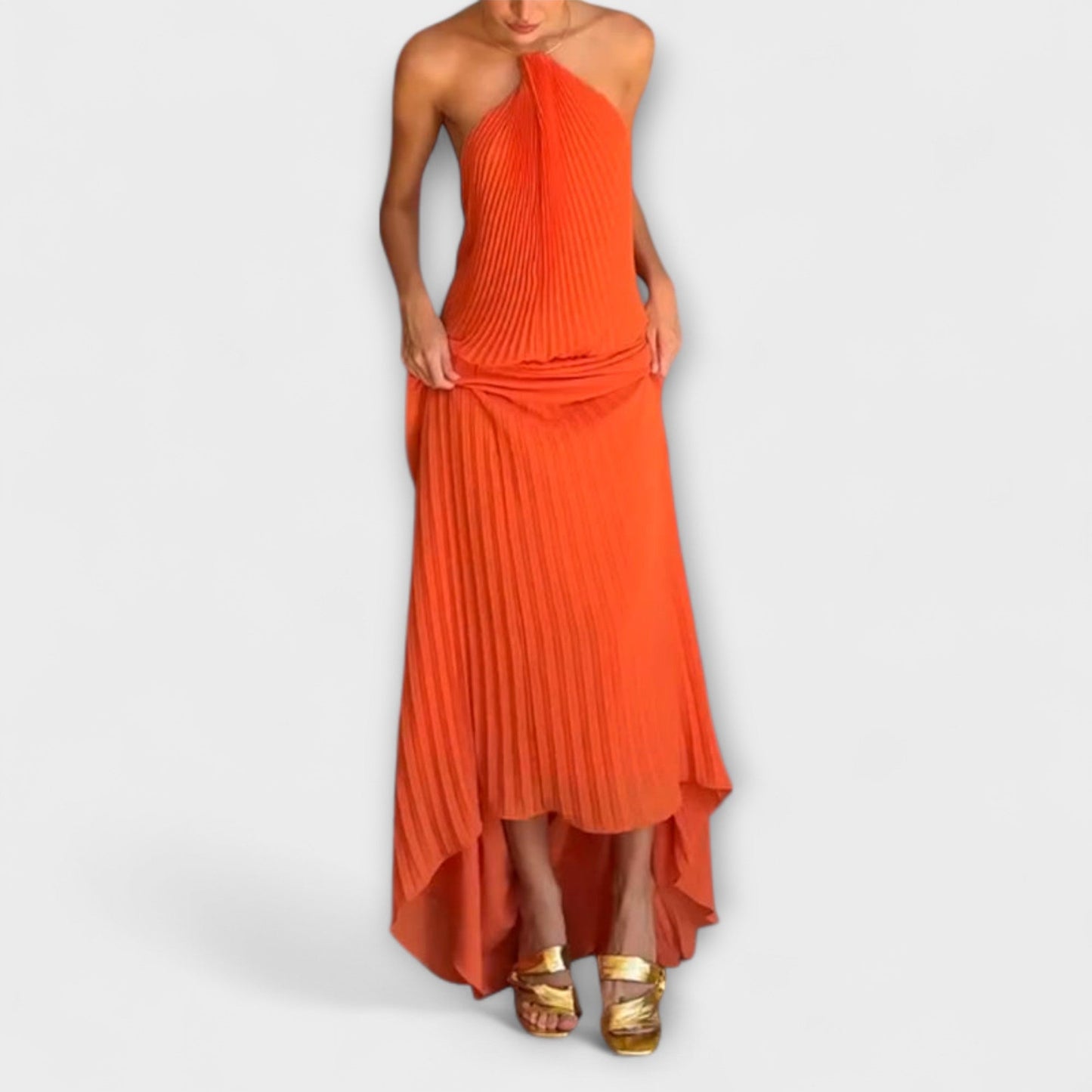 Chic Pleated Neckline Dress for Every Occasion