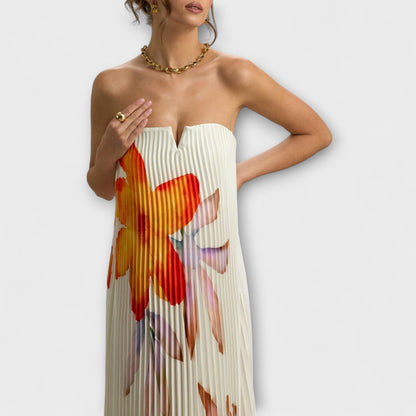 Michelle Orange Floral Maxi Dress for Special Occasions