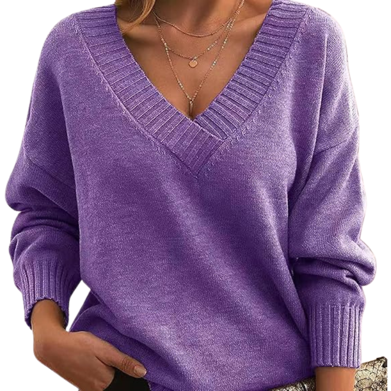 Jennifer - Cozy V-Neck Knit Sweater for Everyday Wear
