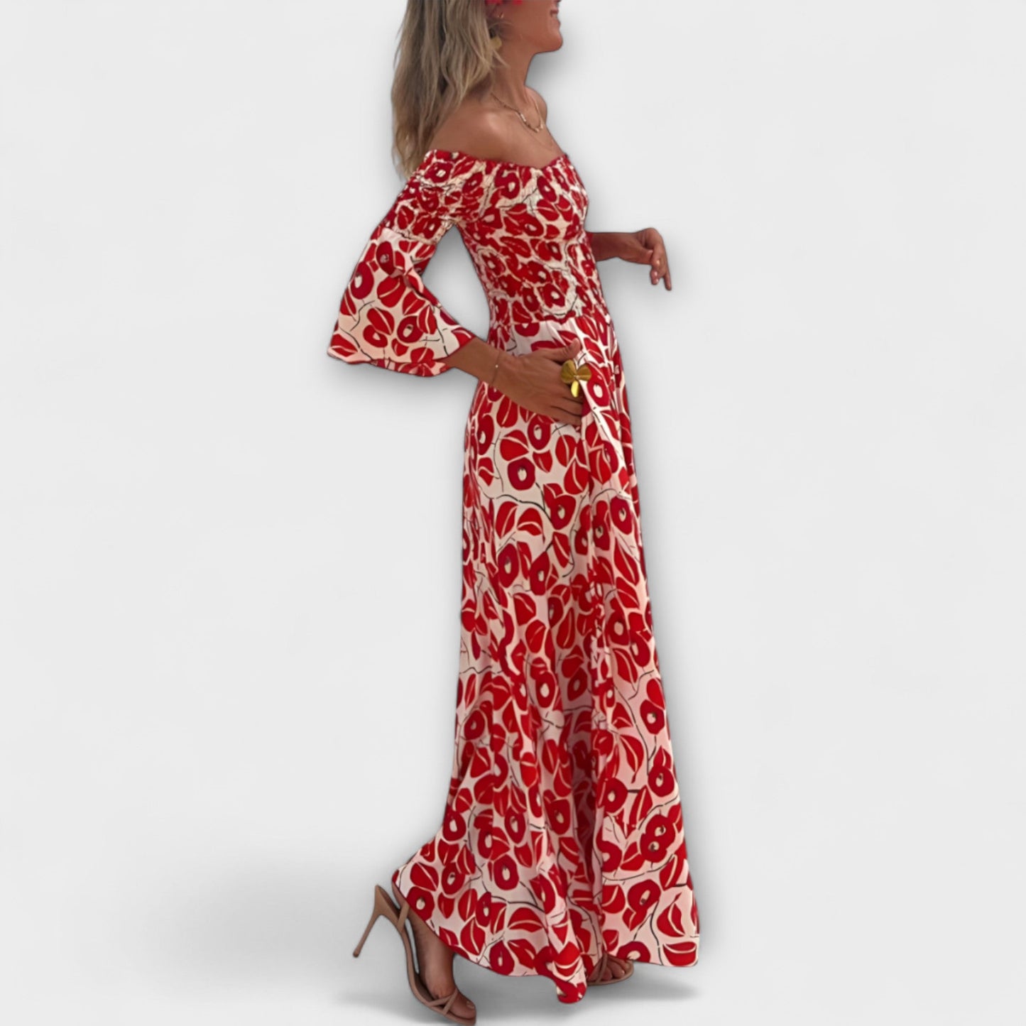 Ocean Floral Off-Shoulder Dress for Beach Days