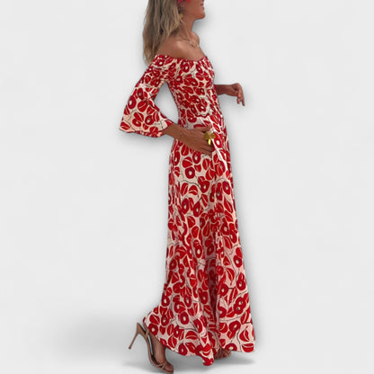 Ocean Floral Off-Shoulder Dress for Beach Days