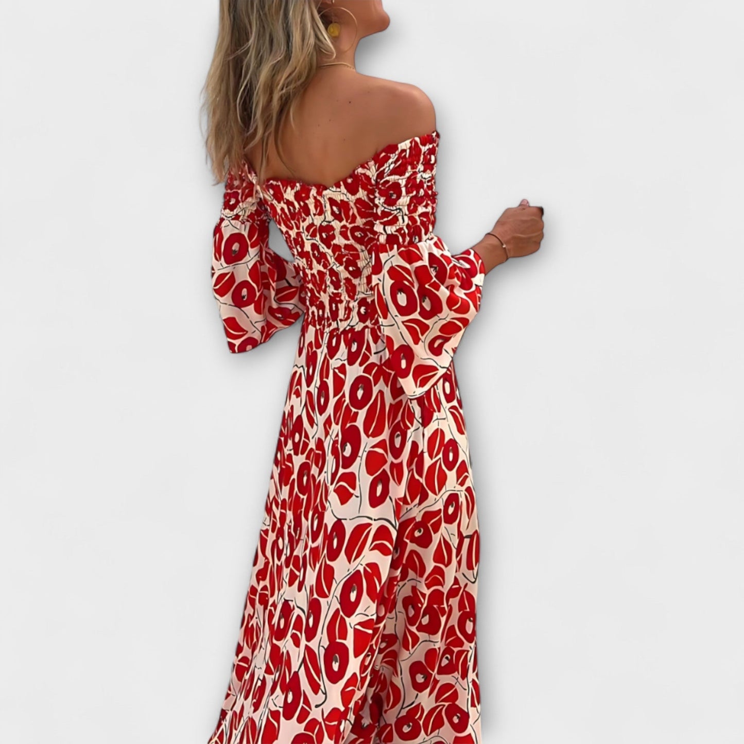 Ocean Floral Off-Shoulder Dress for Beach Days