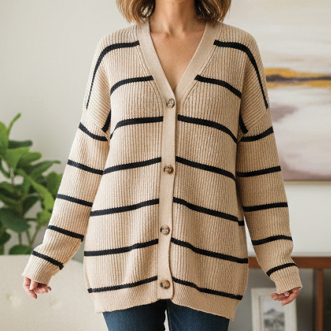 Anna - Cozy Striped Knit Cardigan for Everyday Wear
