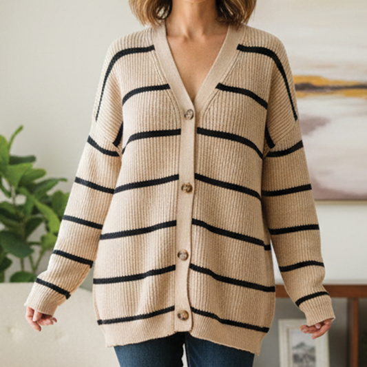 Anna - Cozy Striped Knit Cardigan for Everyday Wear
