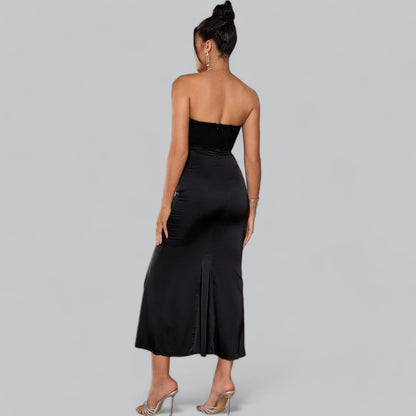 Velvet Strapless Corset Maxi Dress for Special Occasions