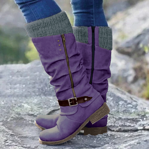 Teresa - Stylish Buckle Knee-High Boots for Every Occasion