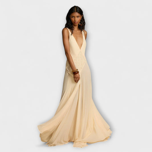 Chic Maxi Dress with Deep V-Neck for Any Occasion