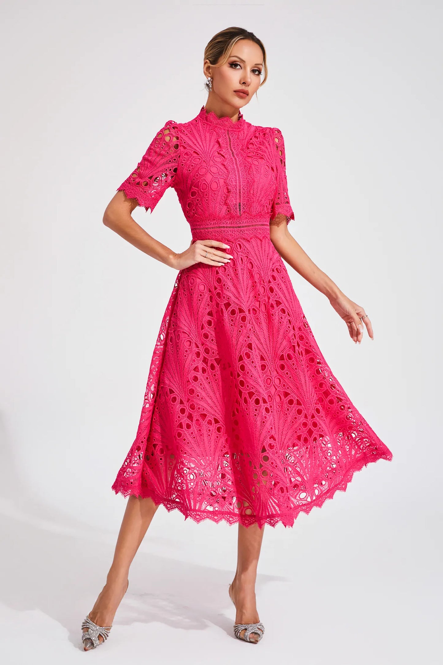 Chic Lace Midi Dress for Weddings & Events