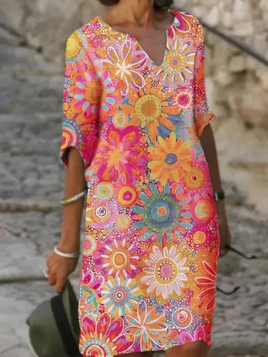 Vibrant Floral Midi Dress for Every Occasion