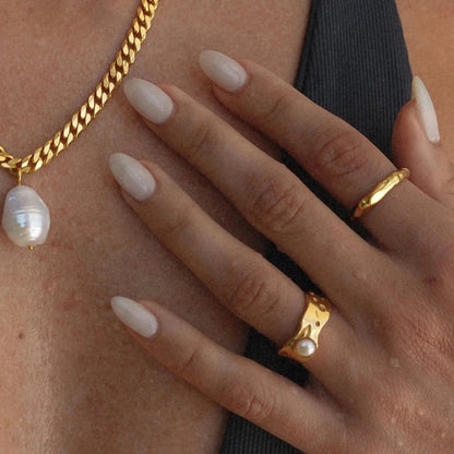 Timeless Natural Gold Pearl Ring