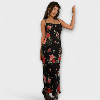 Floral Print Spaghetti Strap Dress for Parties