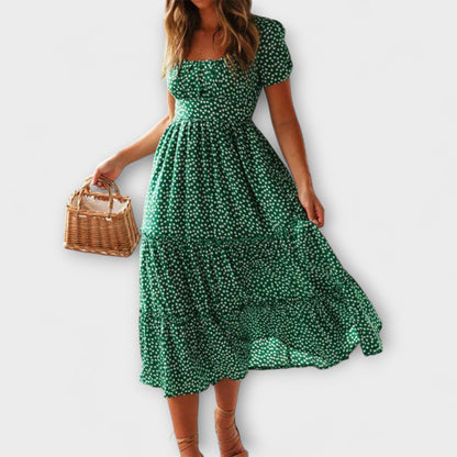 Chic Floral Puff Sleeve Maxi Dress for Events