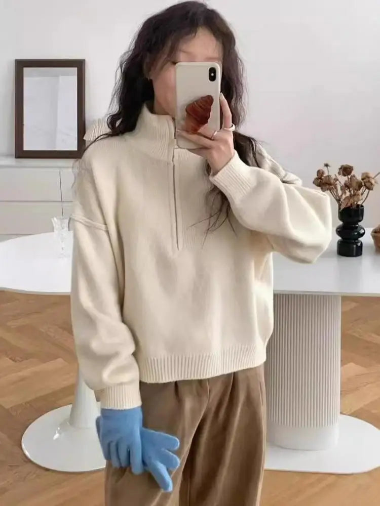 Aurora - Cozy High Neck Knit Sweater for Every Occasion