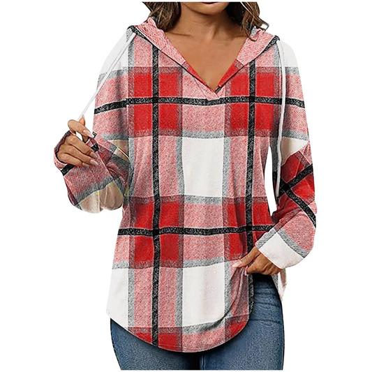 Ruby - Cozy Oversized V-Neck Hoodie for Everyday Wear