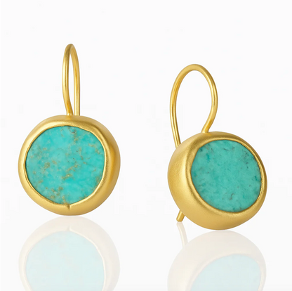 Gold Earrings Accented with Turquoise