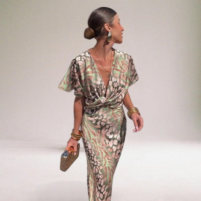 Twisted V-Neck Maxi Dress for Special Events