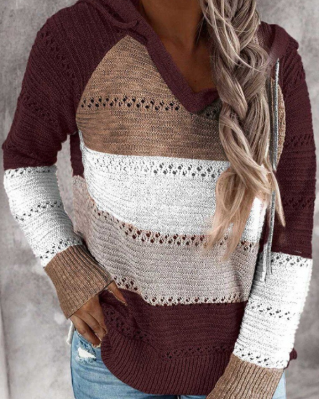 Chic Striped Knit Hoodie for All Occasions