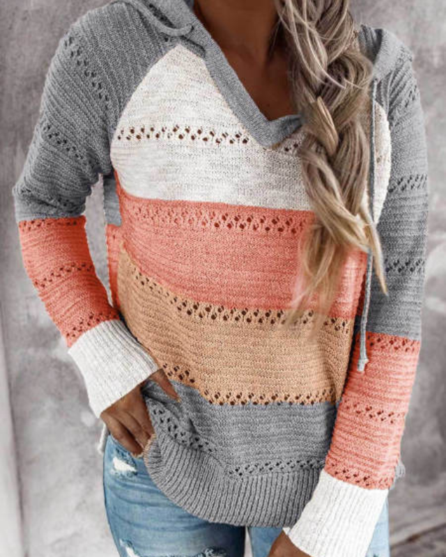Chic Striped Knit Hoodie for All Occasions
