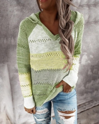 Chic Striped Knit Hoodie for All Occasions