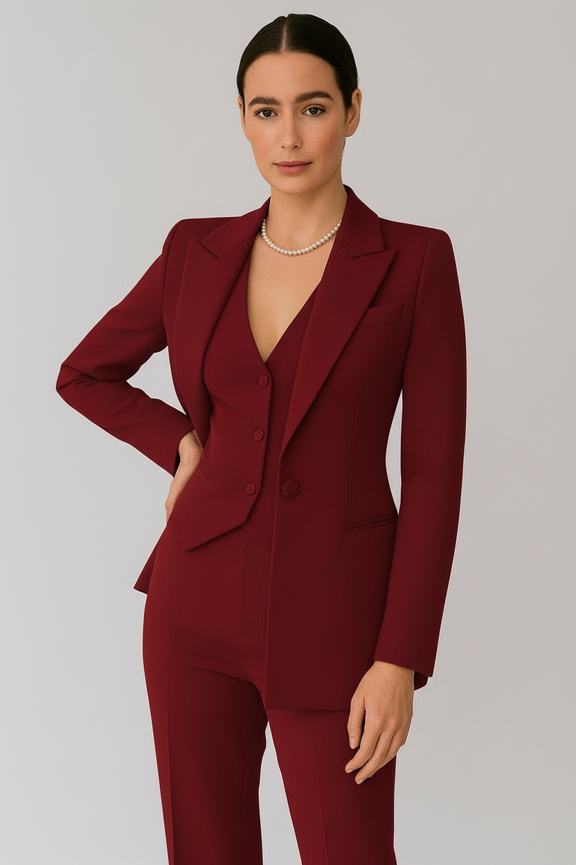Chic Women's 3-Piece Suit Set – Stylish Blazer, Vest, and Slim Trousers for Any Occasion