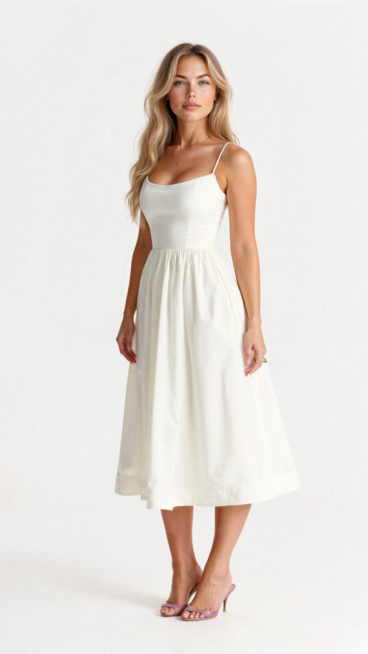Ascot Style A-Line Midi Dress for Special Occasions