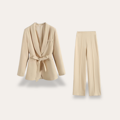 Chic Women's Blazer and Wide-Leg Trousers Set for Stylish Events