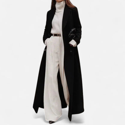 Women's Black Maxi Overcoat – Chic Longline Outerwear for Year-Round Wear