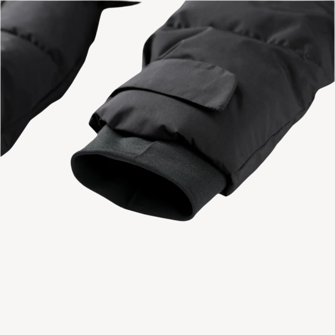 Women's Black Insulated Puffer Jacket with Belt - Ideal for Outdoor Wear