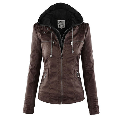 Chic Brown Hooded Zip-Up Jacket for All Seasons