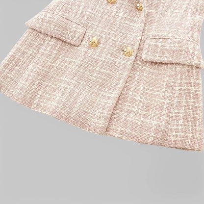Chic Pink Tweed Blazer for Women - Ideal for Work or Events