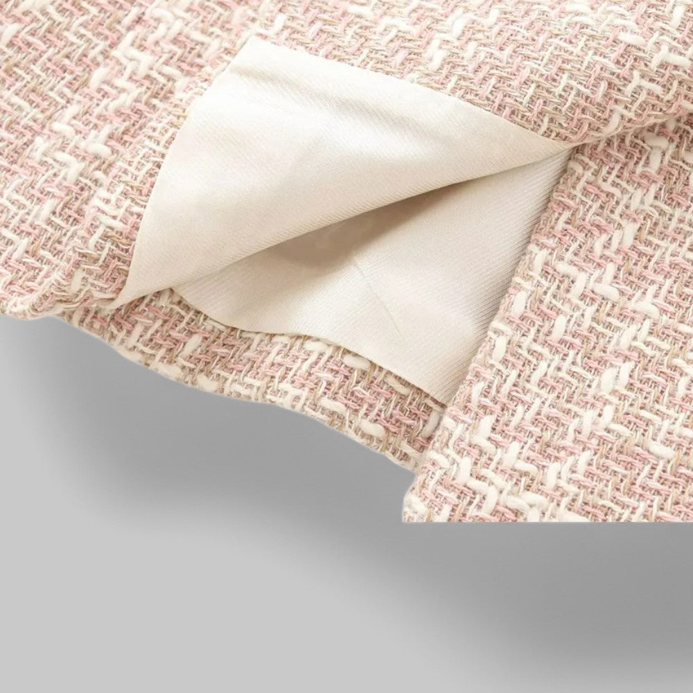 Chic Pink Tweed Blazer for Women - Ideal for Work or Events