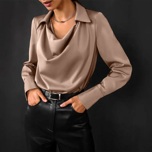 Chic Women's Cowl Neck Long Sleeve Top for Any Occasion