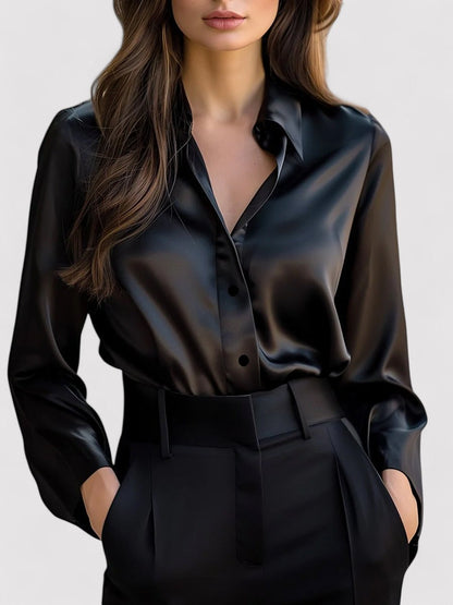 Chic Satin Long Sleeve Blouse for All Occasions
